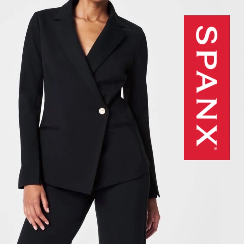 NWT - SPANX Women's - Perfect Asym Tailored Blazer - Black - Size Medium